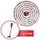 Red cordless stick vacuum with many interchangeable attachments arranged in a circular product family display, labeled 'PART OF POWER X-CHANGE FAMILY'.