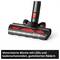 Motorised vacuum cleaner brush with LEDs and rubber-coated wheels; below it states: 'Motorised brush with LEDs and floor-friendly, rubber-coated wheels'