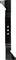 Black metal mower blade with three mounting holes and angled cutting ends on a white background.
