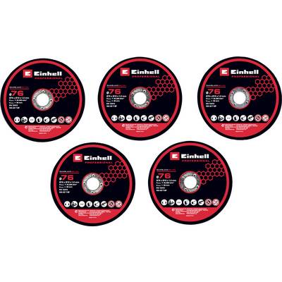 Five Einhell Professional cutting discs displayed on a white background, each labeled '76' and 'PROFESSIONAL' with a red-and-black honeycomb design.
