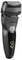 Black electric rotary shaver with silver triple-head top, large power button, and digital battery display showing 100% charge.