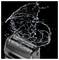 Electric shaver head with water splashing over the foil, showing it is washable or being rinsed clean.