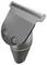 Electric hair clipper blade attachment with metal cutting teeth and two screws on a gray tapered base<br>