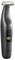 Black electric grooming trimmer with yellow blade guard, power button, and digital battery display showing 100%.