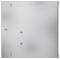 Close-up of a brushed metal panel with three visible screws and hinge-like slots, suggesting a cabinet door or access cover.