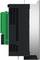 Side view of an industrial electronic module with black and silver casing and a green terminal block connector.