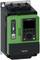 Schneider Electric Altivar variable frequency drive with black and green control panel, digital display, and terminal connectors.
