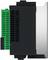 Side view of a black and green industrial electronic module with vented panels mounted beside a silver metal housing.