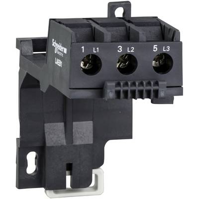 Black Schneider Electric electrical contactor or relay with three labeled terminals (1/L1, 3/L2, 5/L3) on a white background