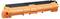 Orange and black printer toner cartridge shown on a white background