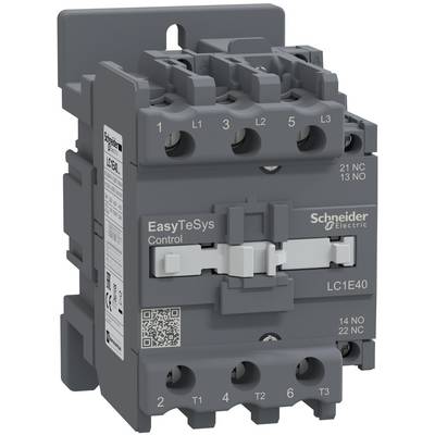 Schneider Electric EasyTeSys Control contactor with labeled terminals and QR code, shown front view on white background.