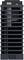 Front view of a dark gray tower-style computer case with horizontal front vents and a central drive bay opening.