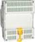 White electrical control module with green ventilation slits and a yellow locking latch on the front.