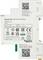 Schneider Electric SpaceLogic KNX Dimmer Master 2-channel module with product labels, QR codes, electrical ratings, and certification marks.