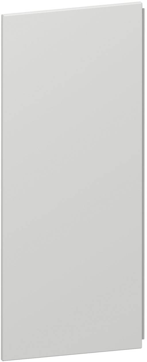 Closed light gray blank book or notebook cover, standing upright against a white background.