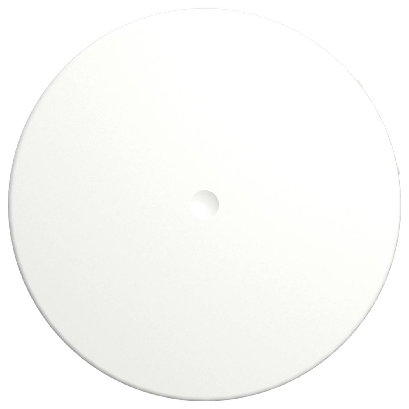 Plain white circular disc with a small central indentation, shown on a white background.