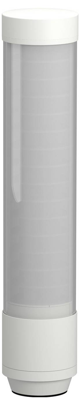 Tall cylindrical white and gray device, resembling a modern air purifier or speaker, shown front view on a plain background.