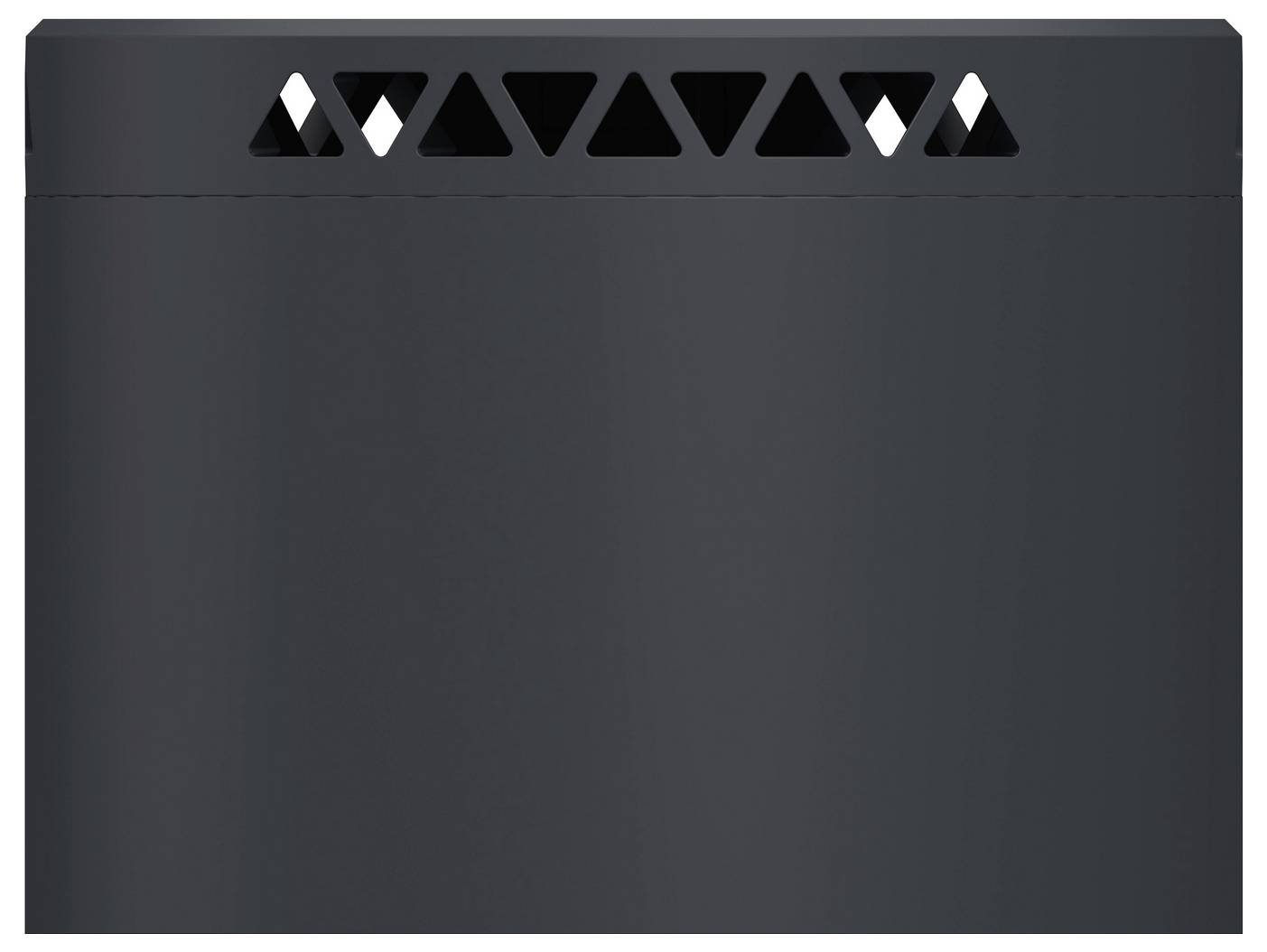 Dark gray rectangular panel or cover with a row of black triangular cutouts and a few white highlights along the top edge.