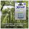 XCell AAA rechargeable Ni-MH battery pack shown over a forest background, with German text promoting optimal packaging and 100% recyclable, 0% plastic.<br>