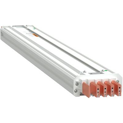 Multi-fiber optical cable connector with five orange plugs in a white metal housing.