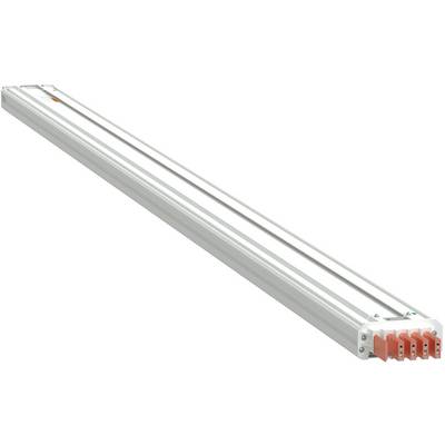 Long aluminum linear light fixture with multiple orange electrical connectors at one end, shown on a white background.