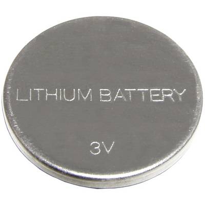 Close-up of a 3V lithium coin battery labeled 'LITHIUM BATTERY' on a white background.