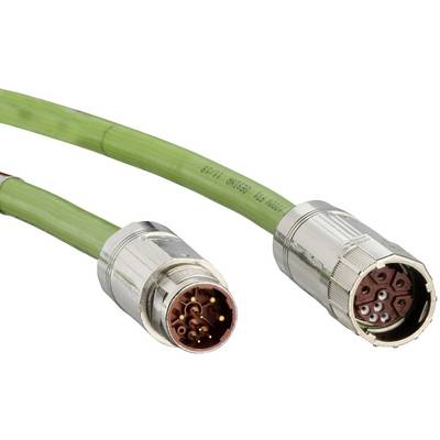 Two green industrial cables with metal circular connectors, one male and one female, shown on a white background.