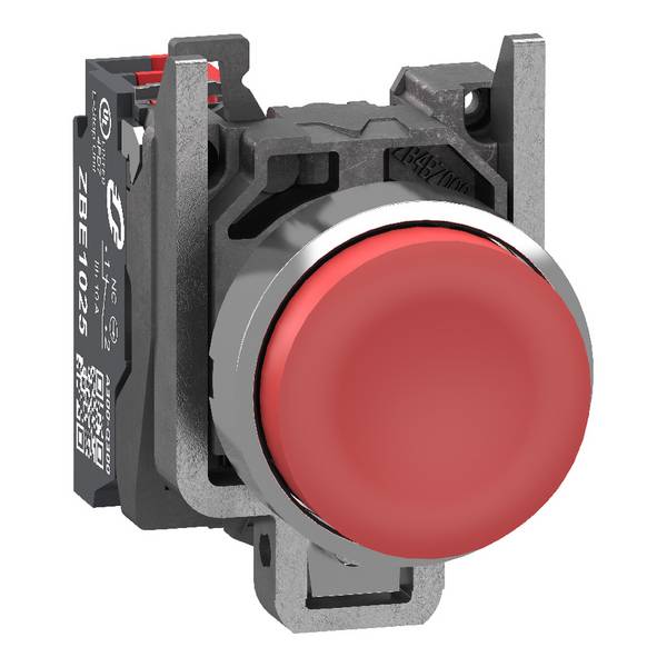 Schneider Electric XB4BL425 Pressure switch, harmony XB4, metal, 22mm, red, protruding, unlabeled, momentary, 1NC, push-in Push buttons 1 pc(s)
