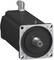 Industrial electric servo motor with square front flange and protruding shaft, shown on a white background.