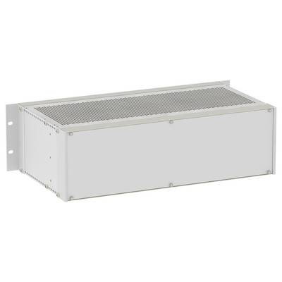 White rectangular metal vented enclosure or electronics housing with mounting brackets, shown on a plain background.