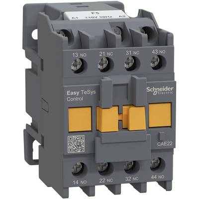 Schneider Electric Easy TeSys Control contactor with orange buttons and labeled terminals for electrical switching.