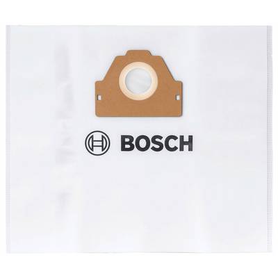 Bosch vacuum cleaner dust bag with a cardboard mounting tab shown on a white background.