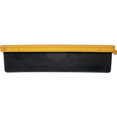 Black rectangular tool case with an orange lid and handle, shown closed on a white background.