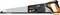 Fiskars PRO handsaw with long silver blade and black-orange ergonomic handle, shown in side view on a white background.
