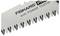 Close-up of a Fiskars saw blade labeled 'with POWER TOOTH,' showing sharp triangular teeth on a silver metal blade.
