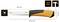 Product image of a Fiskars Soft Grip hand tool with a 9.6 cm metal blade and orange-black handle, showing dimensions 22.4 cm long and 4 cm high.