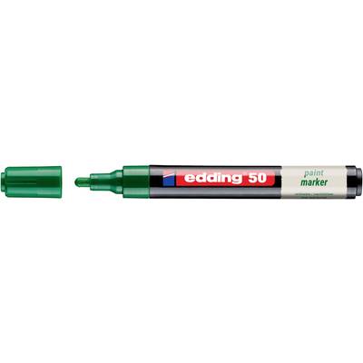 Green Edding 50 paint marker with cap shown beside the marker tip, labeled for paint use.
