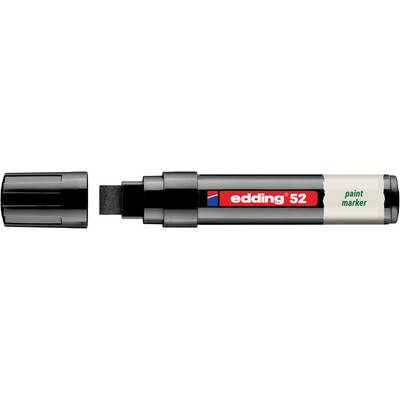 Black Edding 52 paint marker with cap removed, showing the broad chisel tip and red-and-white label.