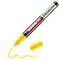 Yellow Edding 51 ECOline paint marker with cap off, drawing a wavy yellow line on a white background.