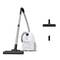 Canister vacuum cleaner with hose, floor head, and two attachments shown on a white background.