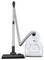 Canister vacuum cleaner with hose attached to a floor nozzle and upright wand on a white background.