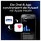 Ad for Oral-B app syncing brushing time with Apple Health, showing Oral-B and Apple Health icons, a heart, and an iPhone brushing-time chart.