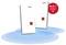 Two white FRITZ! Wi-Fi 7 routers standing on blue signal waves, with a red Wi-Fi 7 badge.