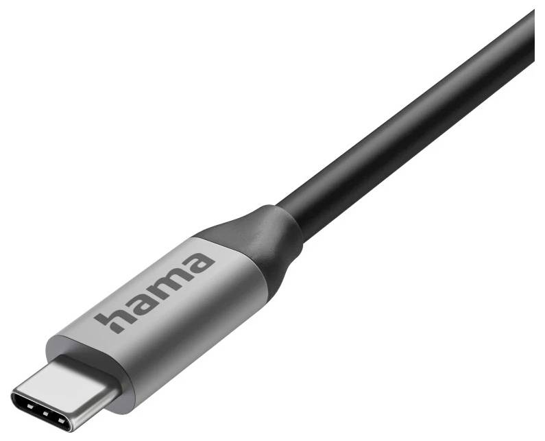 USB-C cable connector branded 'hama' on a white background<br>