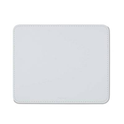 Light gray rectangular mouse pad with rounded corners and stitched border on a white background.