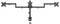 Wall-mounted dual monitor arm with a central vertical pole and two horizontal brackets extending left and right, shown front view on a white background