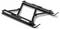 Black adjustable laptop stand with two raised platforms and fold-out support arms on a white background.