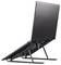 Closed laptop in a raised stand, showing an adjustable ergonomic viewing angle on a white background.