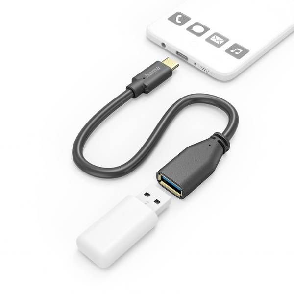 Hama USB cable USB 3.2 1st Gen USB-A socket, USB-C® plug 0.15 m Black 00201605
