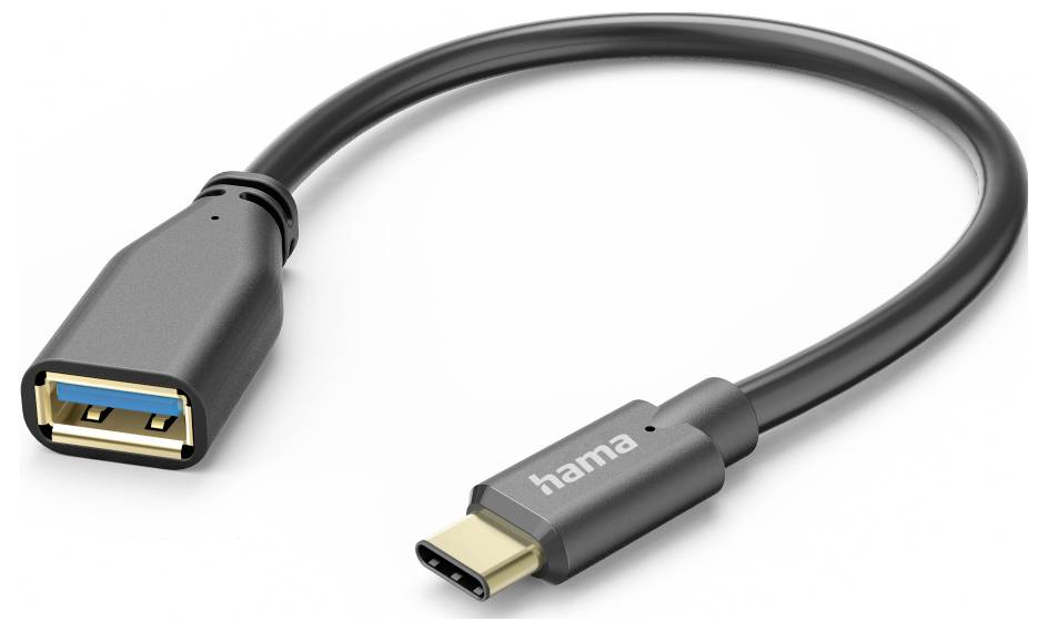 USB-C to USB-A adapter cable with Hama branding, shown on a white background.<br>